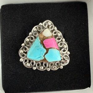 .925 sterling silver cotton candy ring size 8.5